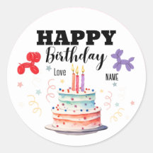 Happy Birthday Stickers, Round Shape