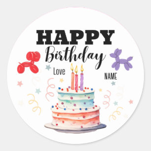 Happy Birthday Stickers, Round Shape Classic Round Sticker