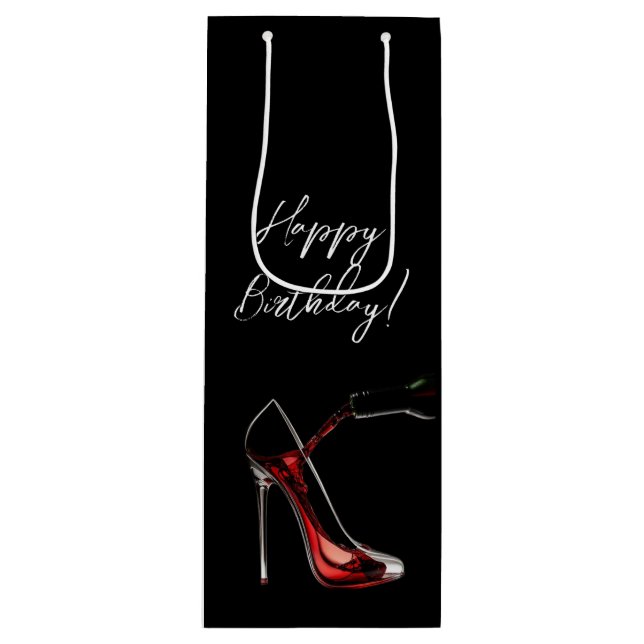 Happy Birthday-Stiletto with Wine Gift Bag (Front)