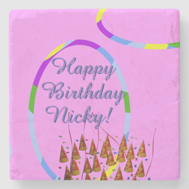 Happy Birthday Stone Coaster (Front)
