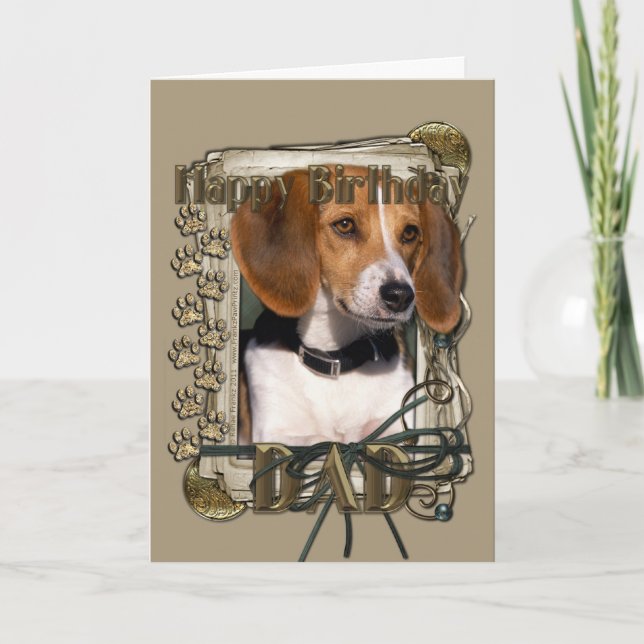 Happy Birthday - Stone Paws - Beagle - Dad Card (Front)