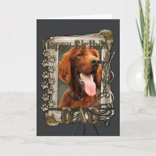 Happy Birthday - Stone Paws - Irish Setter - Dad Card