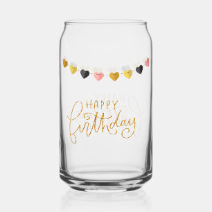 Happy Birthday String of Hearts Can Glass