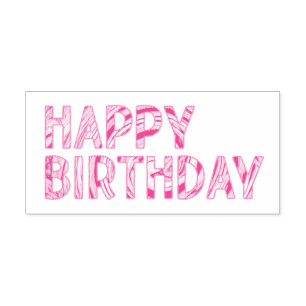 Happy Birthday Striped Groovy Colourful  Self-inking Stamp