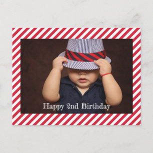 Happy Birthday Stripes Photo Personalised Card