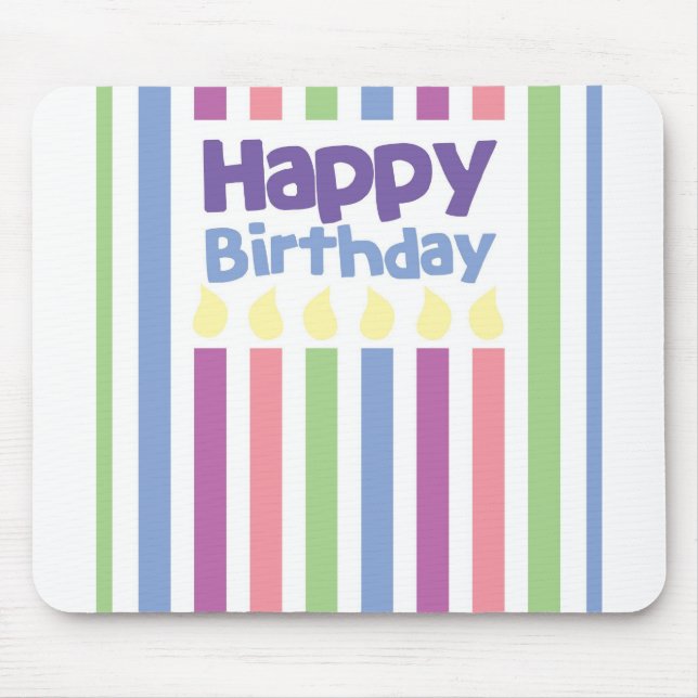 Happy Birthday stripey card Mouse Pad (Front)