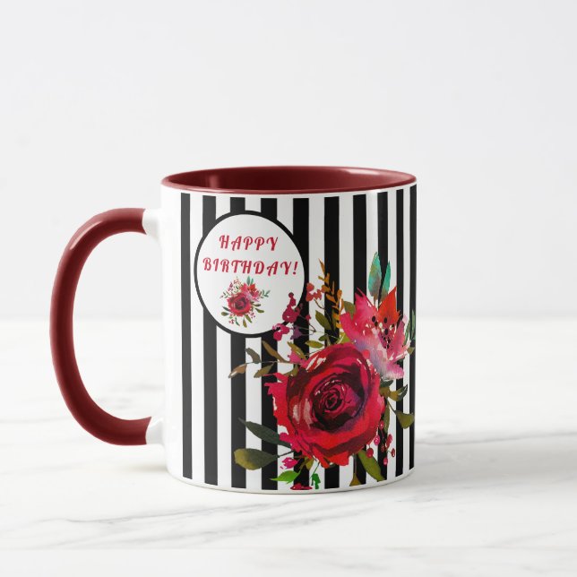 HAPPY BIRTHDAY STUNNING FLORAL COFFEE MUG (Left)