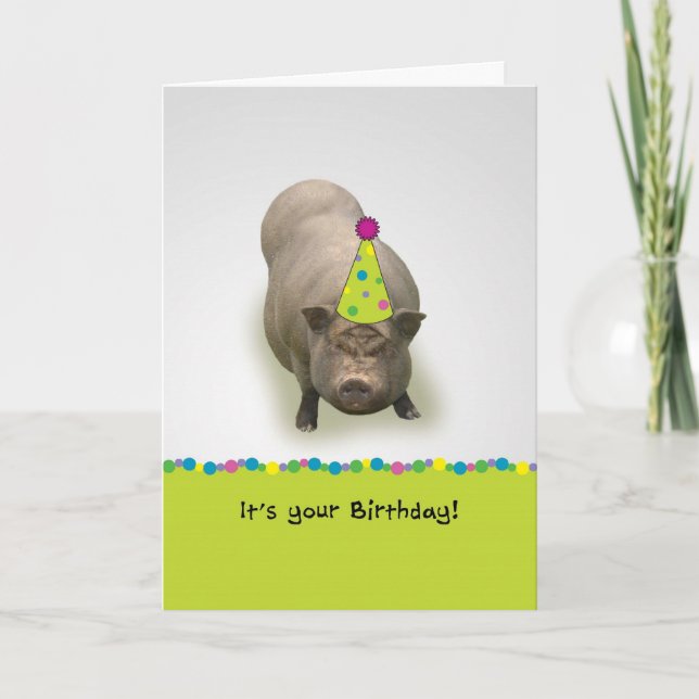 Happy Birthday, Suey't Party Pig Greeting Card (Front)