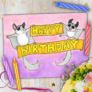 Happy Birthday Sugar Gliders Postcard