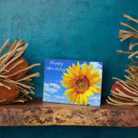 Happy Birthday - Sunflower and Bees on Blue Sky Pl