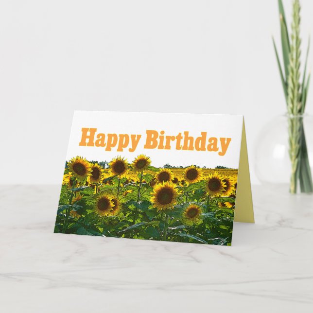 Happy Birthday Sunflower Field Card (Front)