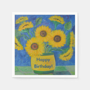 Happy Birthday Sunflower Napkin