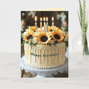 Happy Birthday Sunflowers Candles Card