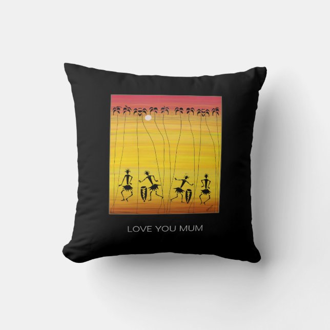 Happy Birthday Sunset Celebration Dancers Cushion (Front)
