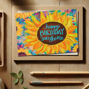 Happy Birthday Sunshine Beautiful Trendy Pretty Card
