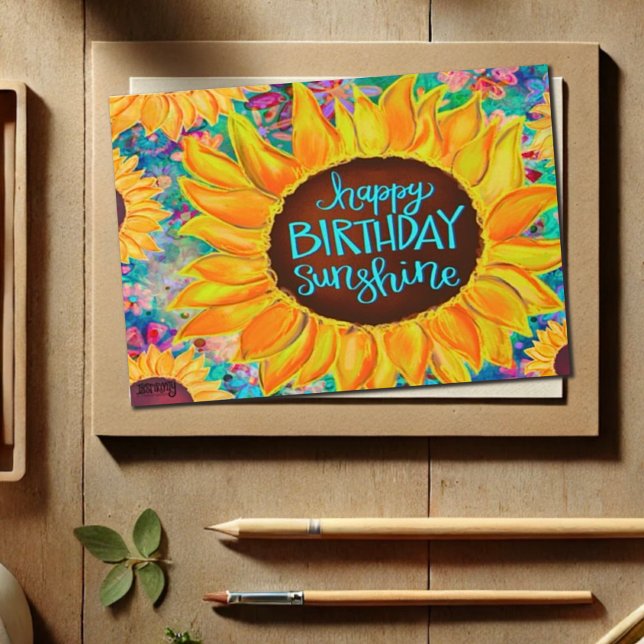 Happy Birthday Sunshine Beautiful Trendy Pretty Card (Creator Uploaded)