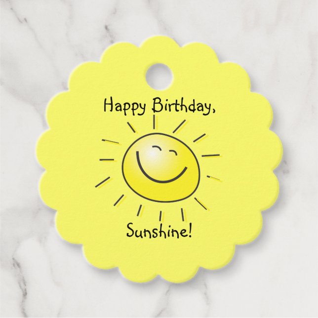 Happy Birthday, Sunshine! Favour Tags (Front)