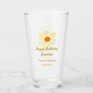 Happy birthday sunshine yellow orange birthday boh glass