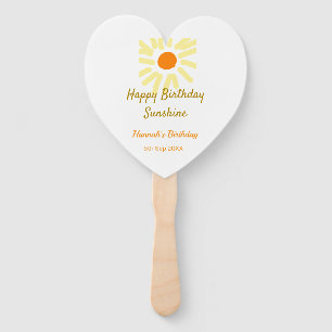 Happy birthday sunshine yellow orange birthday boh hand fan