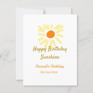 Happy birthday sunshine yellow orange birthday boh postcard