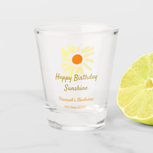 Happy birthday sunshine yellow orange birthday boh shot glass