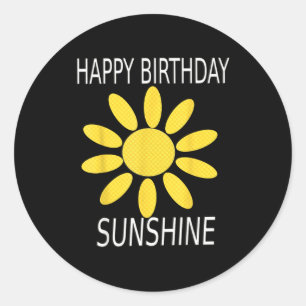 Happy birthday sunshine yellow wild flower vintage classic round sticker