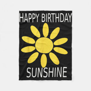 Happy birthday sunshine yellow wild flower vintage fleece blanket