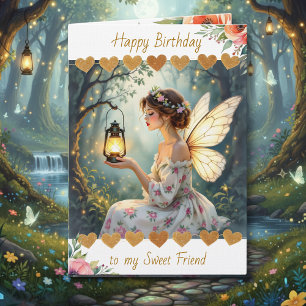 Happy Birthday Sweet Friend Fairy Themed Card