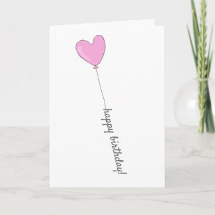 Happy Birthday - Sweet Pink Heart Shaped Balloon Card