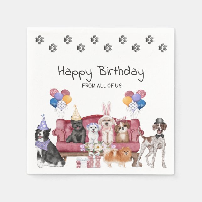 Happy Birthday Sweet Puppies Napkin (Front)