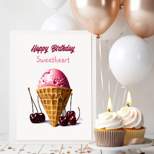 Happy Birthday Sweetheart   Ice Cream Themed Card