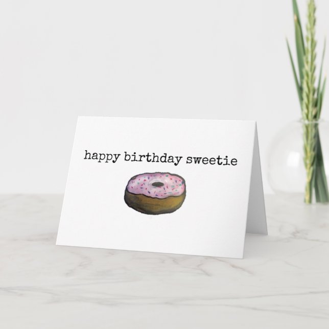 Happy Birthday Sweetie Cute Pun Sweet Doughnut Car Card (Front)