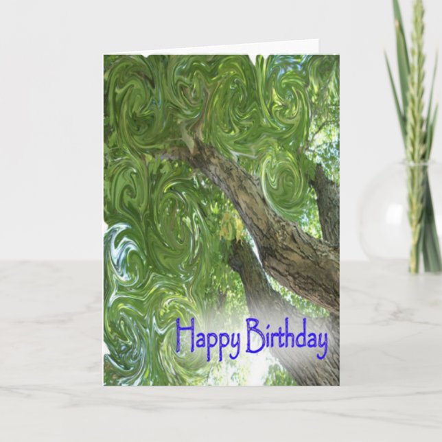 Happy Birthday-swirling leaves Card (Front)