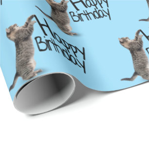 Happy Birthday Tabby Cat fun Wrapping Paper