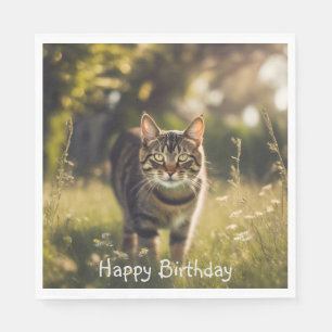 Happy Birthday Tabby Cat Napkin
