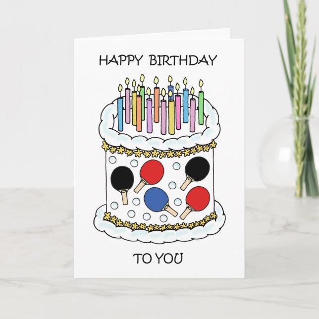 Happy Birthday Table Tennis Ping Pong Card (Front)