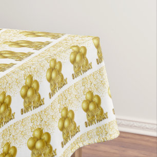 Happy Birthday Tablecloth Gold Confetti