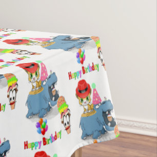 Happy Birthday Tablecloth Hippopotamus
