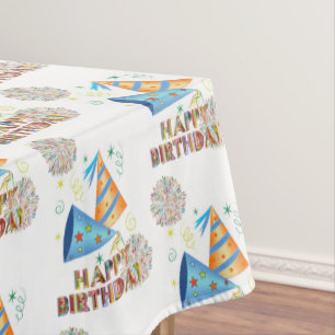 Happy Birthday Tablecloth Party Hats