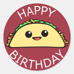 Happy Birthday Taco Classic Round Sticker