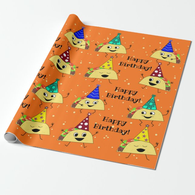 Happy Birthday Taco Wrapping Paper (Unrolled)