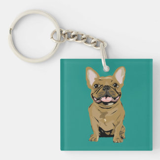 Happy birthday - Tan French Bulldog Key Ring