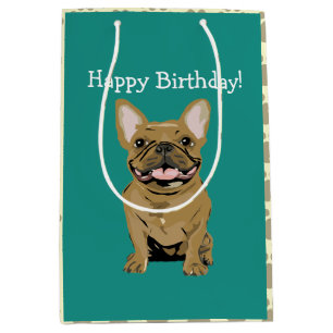 Happy birthday - Tan French Bulldog Medium Gift Bag