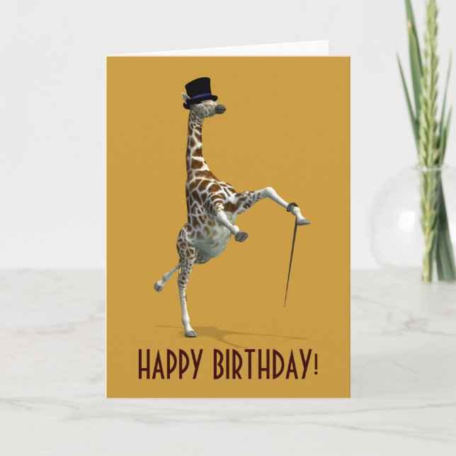 Happy Birthday Tap Dancing Giraffe Card (Front)