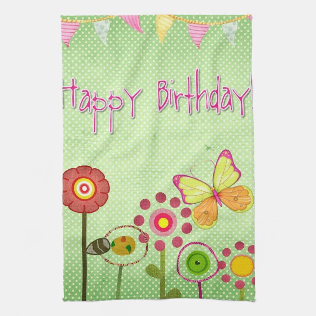 Happy Birthday Tea Towel (Vertical)