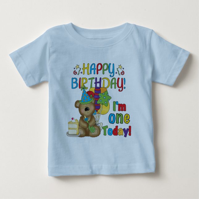 Happy Birthday Teddy Bear 1st T-shirts and Gifts (Front)