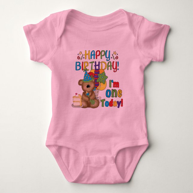 Happy Birthday Teddy Bear 1st T-shirts and Gifts (Front)