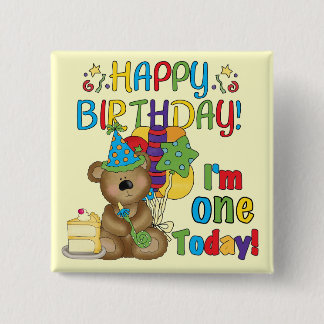 Happy Birthday Teddy Bear 1st T-shirts and Gifts 15 Cm Square Badge