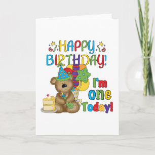 Happy Birthday Teddy Bear 1st T-shirts and Gifts Card