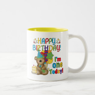 Happy Birthday Teddy Bear 1st T-shirts and Gifts Two-Tone Coffee Mug